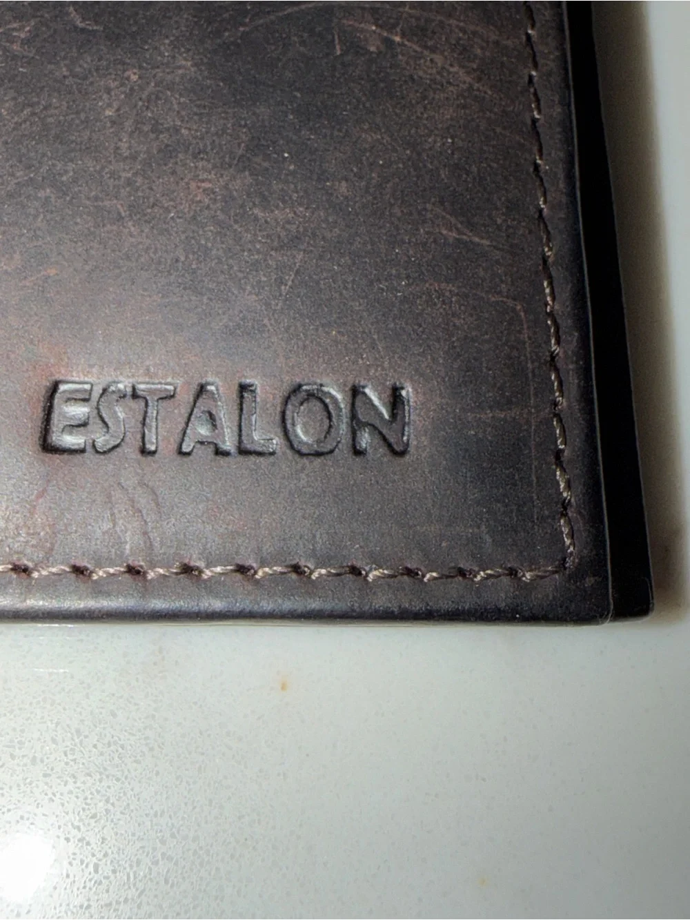 ESTALON Men's Dark Brown Leather Card & Key Wallet